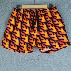 HUGO Boss Swim Trunks Shorts Adult Medium 4" Flames Fire Brief Lined Beach Men's